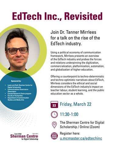 An event image containing the headshot of a person wearing glasses and the same information that is elsewhere on this page describing the event